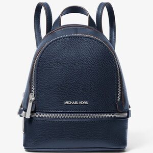 Michael Kors Rhea Extra-Small Printed Signature Logo Backpack Navy Blue